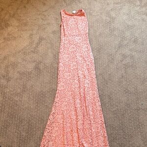 Elegant Pink Lace Evening Gown
